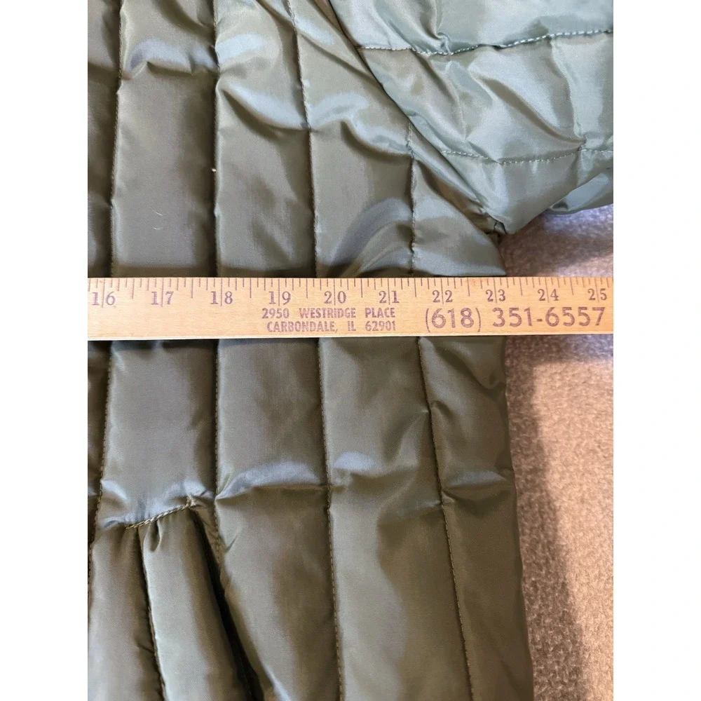 Vintage 70s Sears Coat Mens LT Green Nylon Puffer Work Insulated Workwear Hood